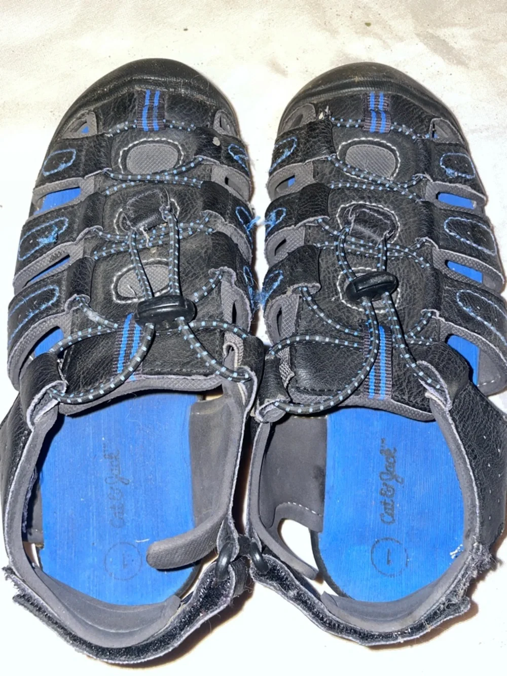 Cat & Jack Black & Blue Kids velcroe Closed-Toe Sport Sandals little kids size 1 - Picture 3 of 7